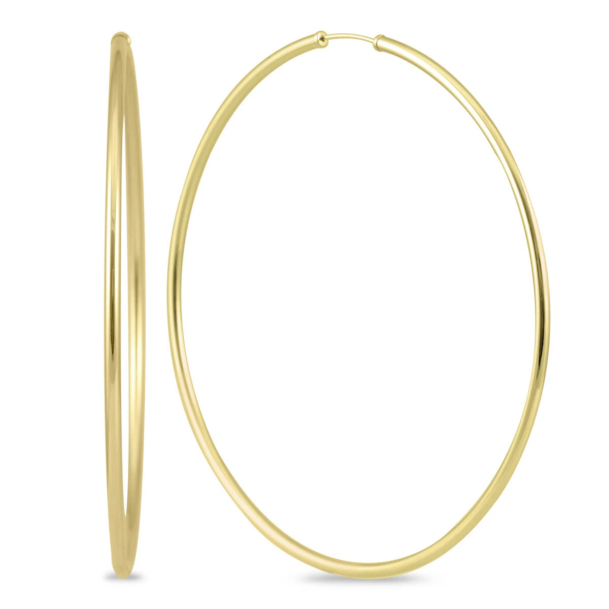 80MM Endless Hoop Earrings 14k Yellow Gold