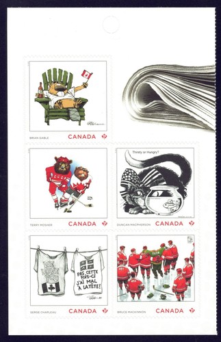 Canada sc#3297-3301 Editorial Cartoonists, Left Pane of Booklet, Mint-NH
