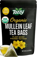 Organic Mullein Leaf Tea Bags - 100 Count (Plant-Based Pyramid Tea Bags)