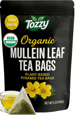 100 Count Organic Mullein Leaf Tea Bags | USDA Organic | Plant-Based Tea Bags