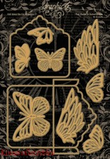 Graphic 45 Staples Die Tag, Pocket & Butterfly New 10 Pieces