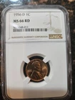 1956 D LINCOLN CENT WHEAT PENNY MS66 RD NGC