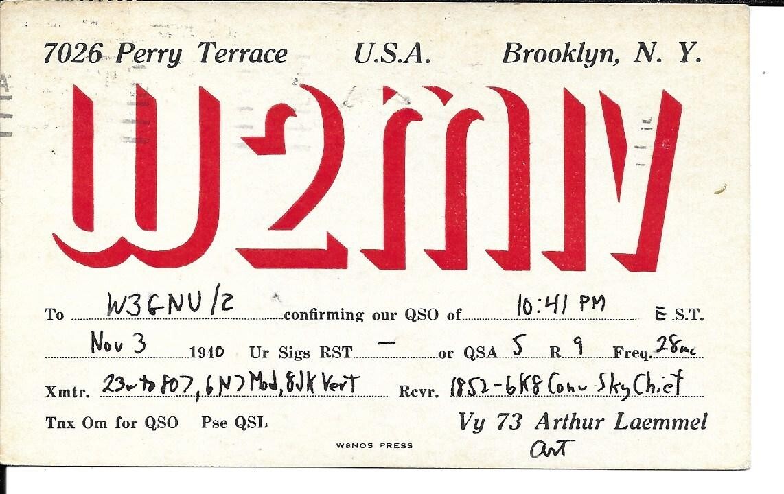 QSL 1940 Brooklyn New York radio card | eBay
