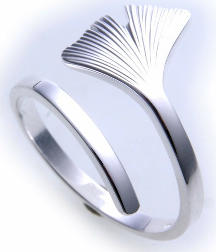 Anillo hoja de ginkgo plata auténtica 925 hoja de ginkgo plata de ley unisex - Imagen 2 de 16