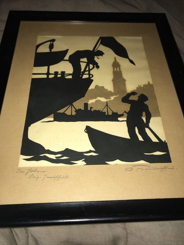 Scherenschnitte - Silhouette - Layers - Paper Cut - Sailors - Boats - Signed Art - Picture 2 of 7