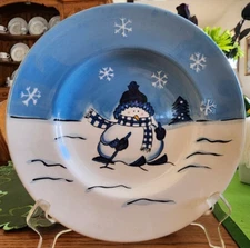 Hidden Valley Luncheon Salad Plate (s) 9" Ceramic Cambridge White Navy Blue !