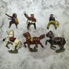 Lot of 3 metal soldiers cowboys and Indian horses vintage toy
