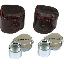 10X Chrome Plated Eye Loupe 18mm Jewelers Diamond Magnifying Tool Kit 2pcs