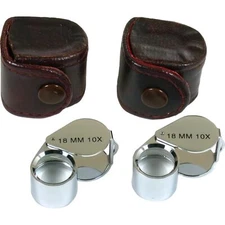 10X Chrome Plated Eye Loupe 18mm Jewelers Diamond Magnifying Tool Kit 2pcs