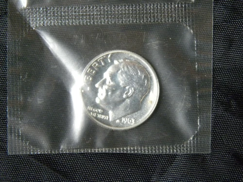1963 Roosevelt Dime 90% Silver Gem Proof  In Original Proof Set Cellophane
