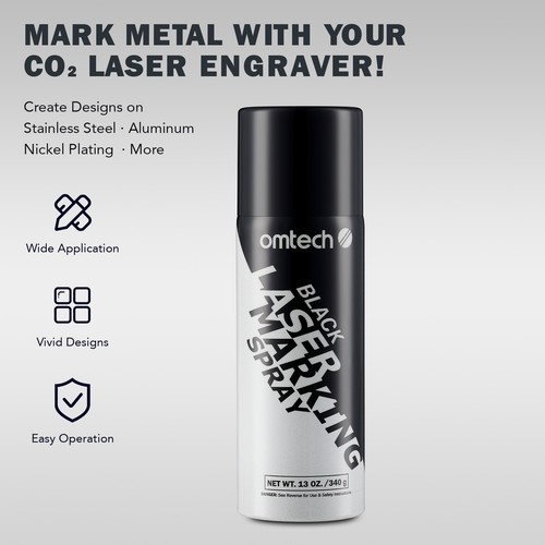 OMTech Laser Marking Spray Black Laser Ink for High Contrast Metal