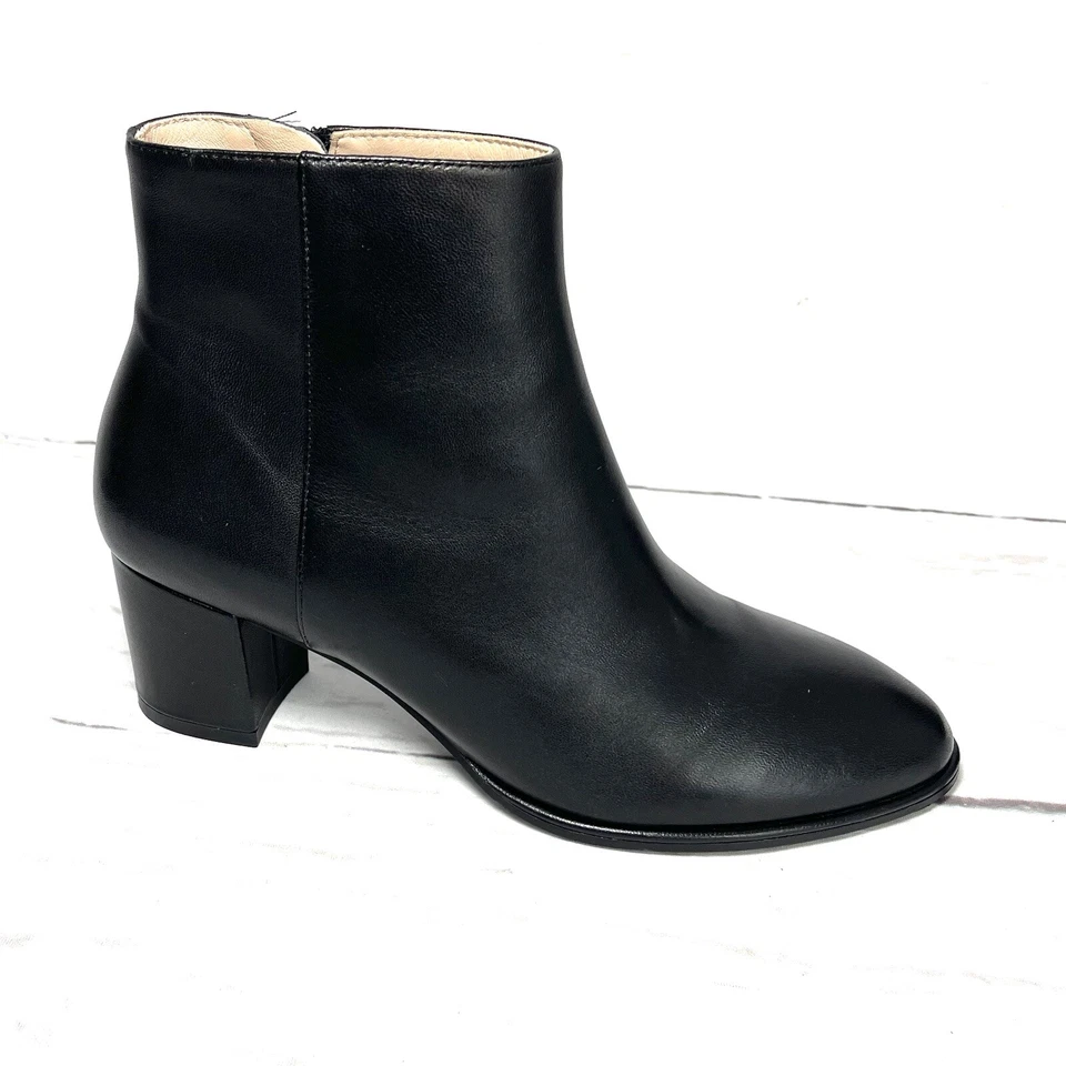 Stuart Weitzman Zapatos Para Mujer 5.5 B Negro Botines Cremallera Cuero Tacón Bloque Foto 3 de 4