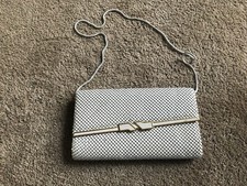 vintage white metal mesh clutch purse