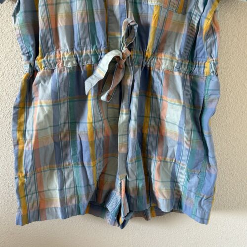 GAP Women’s Size 20 Jumpsuit Plaid One Piece Shorts Blue Casual Easter - Picture 2 of 9