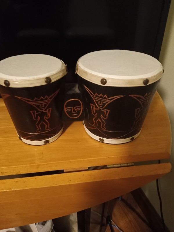 Vintage Hawaii Wooden Bongo Drums Collectable Souvenere!!!