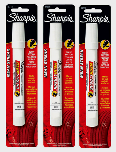 3 ~ Sharpie MEAN STREAK White Bold Tip PERMANENT MARKING STICK Multi Use 85118
