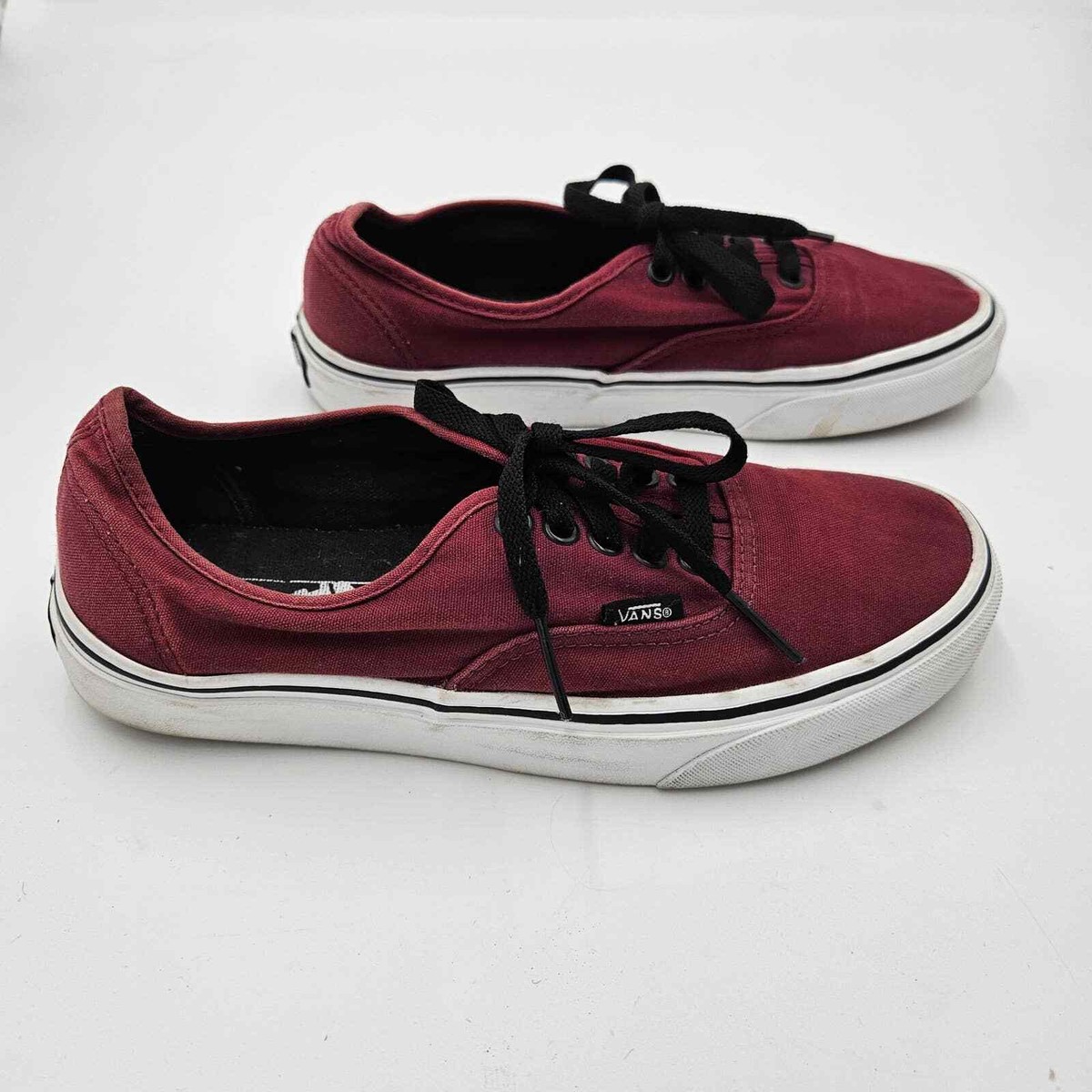 Vans Old Skool Canvas Low Trainers Burgundy White Athletic shoes Size Mens