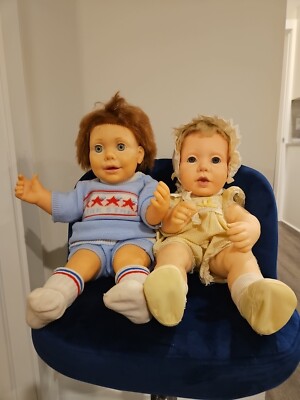 Vintage Set Of Boy and Girl Hasbro TURNER REAL BABY Doll