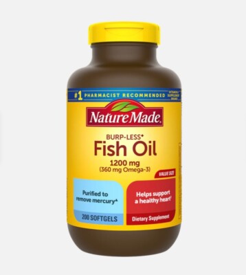 nature made fish oil omega-3 1200mg, 200 softgels