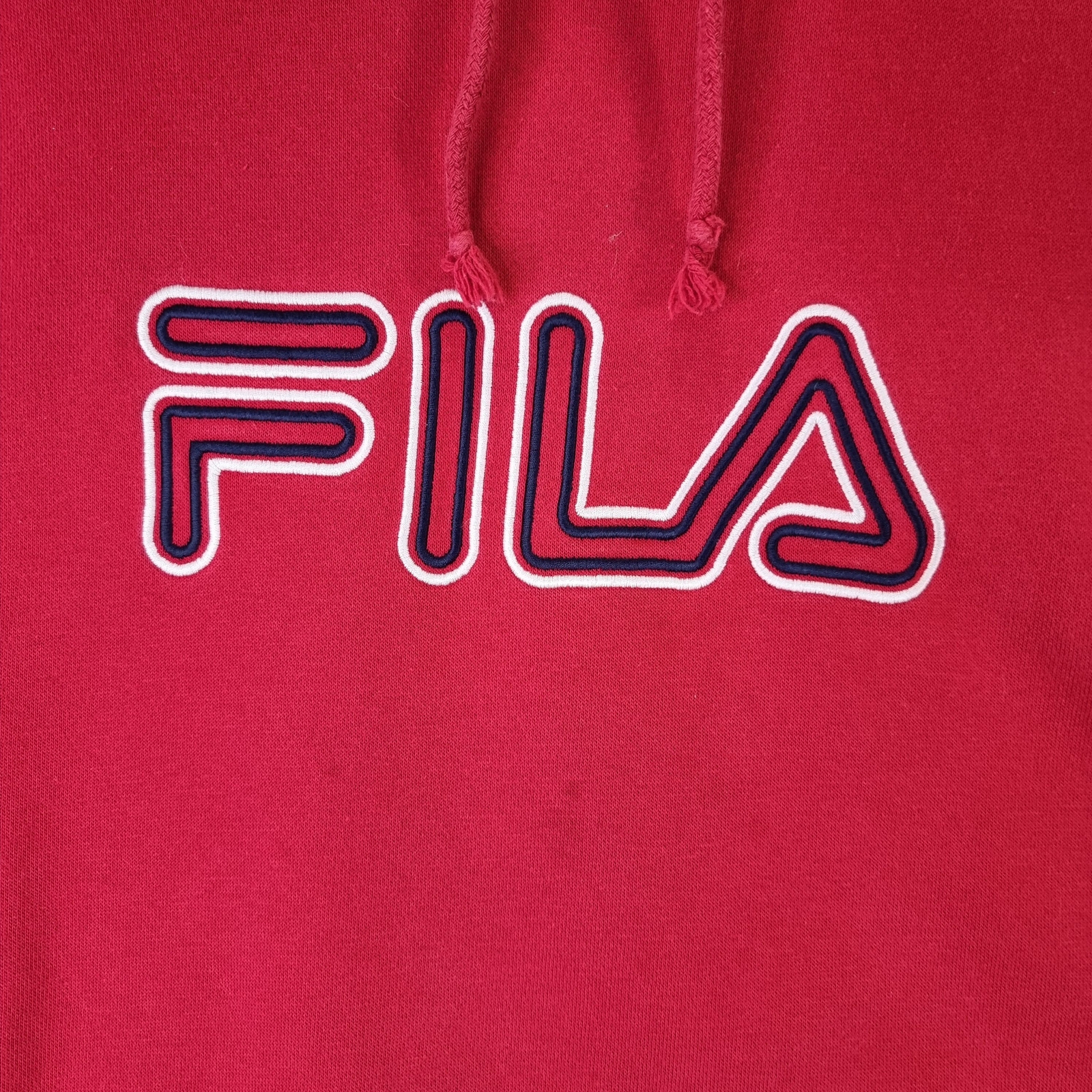Felpa Fila con cappuccio XL extra large rossa ricamata logo spellout pullover