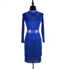 Latin Dance Dress Salsa Tango Cha cha Ballroom Rhinestone Competition Dress 458