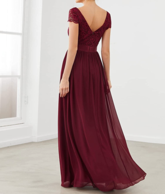Ever-Pretty Women's V-Neck Cap Sleeves Backless Empire Waist Chiffon Dress:  UK10 | eBay UK