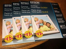 4 x Epson Premium Photo Paper Glossy 8"x10" Borderless 20 pcs Ea ( 80 Total )