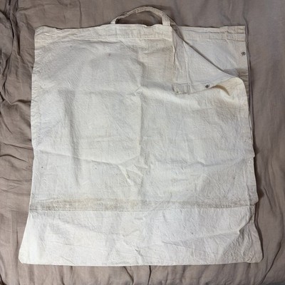 Vintage Canvas Garment Storage Bag Snap Closure Travel Stenciled W/ Name c 1950s