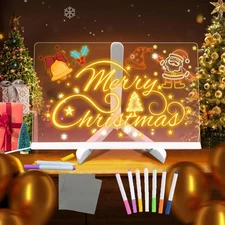 LED Note Board with 7 Colors,11.8x7.9 Led Drawing Board for Kids with Invisib...