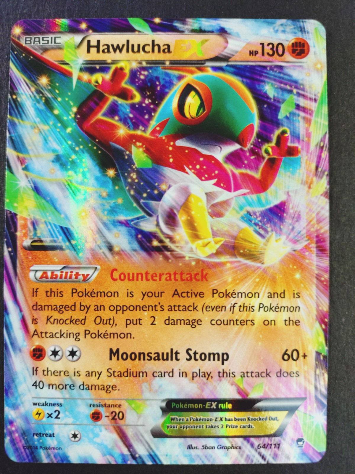 Pokemon TCG Hawlucha EX 64/111 NM-LP Furious Fists Half Art Holo