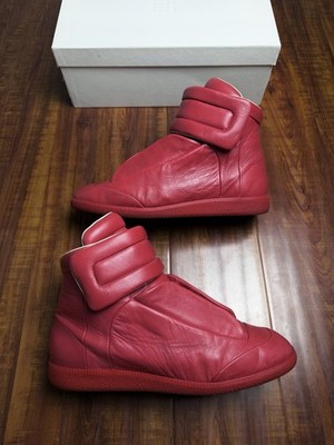 Maison Margiela Future Hightop Red Strap Mens Leather Sneakers - Size 44MM 11US