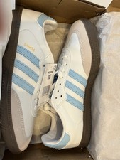 Adidas Samba White / Blue Stripe. 8 Uk 42 Euro. New with Box