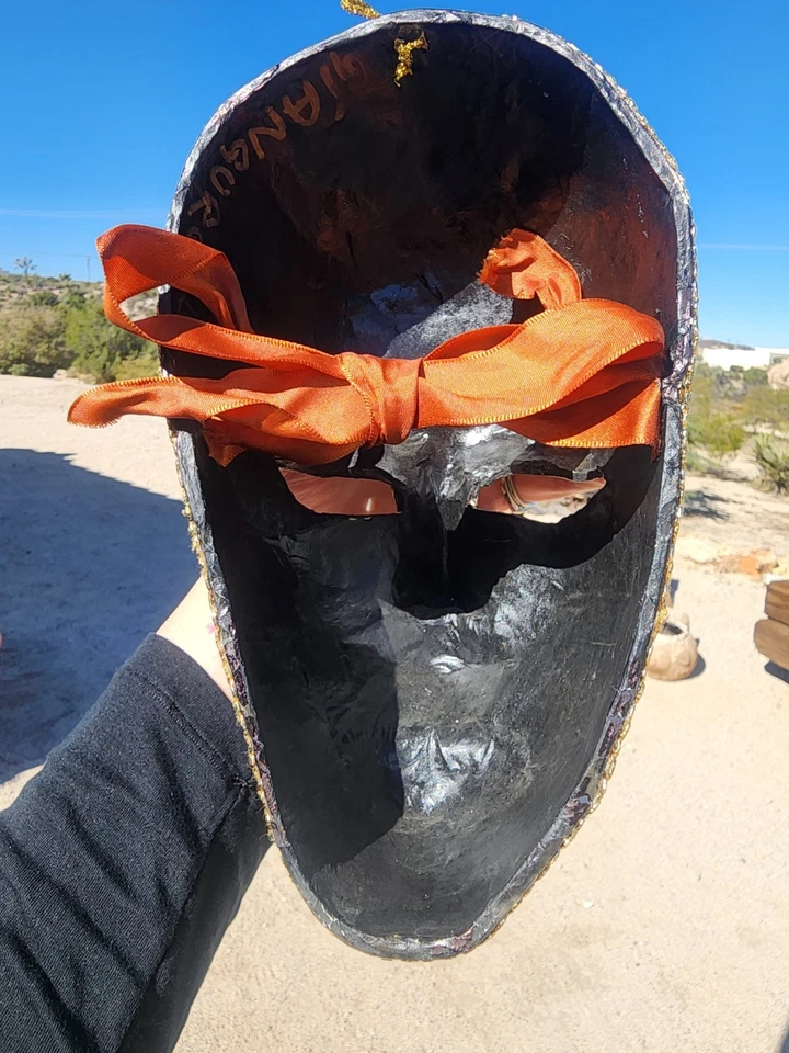 Hand Painted Venetian Giangurgolo Mask Harlequin Commedia dell'Arte Italy Style  - Image 3 of 4