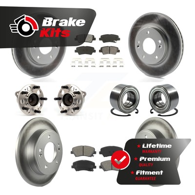 Front Rear Wheel Hub Bearing Coated Disc Brake Rotor And Pad Kit (10Pc) For 1.8L