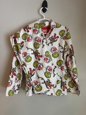 The Grinch Kids Holiday 2 Piece Button Down Pajama Set Boys/Girls Size S 6/7