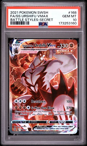 PSA 10 Urshifu VMAX English Pokemon Card 168 2021 Battle Styles Alt Art
