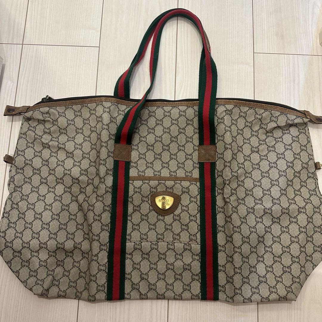 GUCCI GG Plus PVC Boston Bag Sherry Line Japan Excellent Condition  