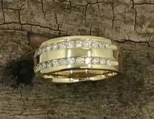 Men's 2Ct Round Cut Lab Created Diamond Wedding Band Ring 14K Yellow Gold Plated