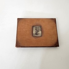 Atlas Design Brown Suede Photo Album with Antique Camera Design