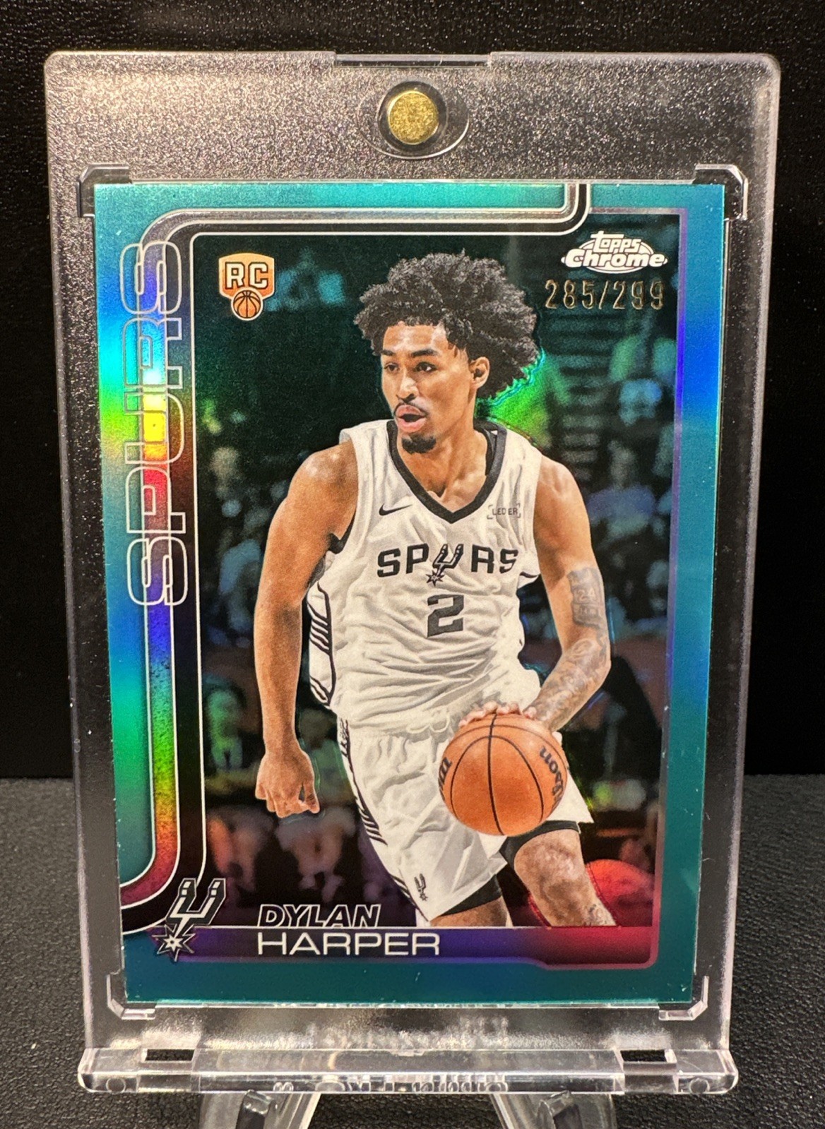 2025-26 Topps Chrome Basketball Dylan Harper RC Teal Refractor /299 Spurs #252