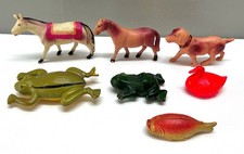 Vintage Celluloid Animals Japan USA Lot of 7 Horses Dog Frogs Swan Fish READ
