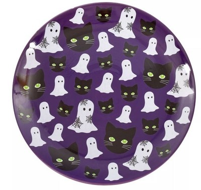 Temp-tations 13'' Halloween Platter, Serving Tray Boofetti, Cat/Ghost T48756