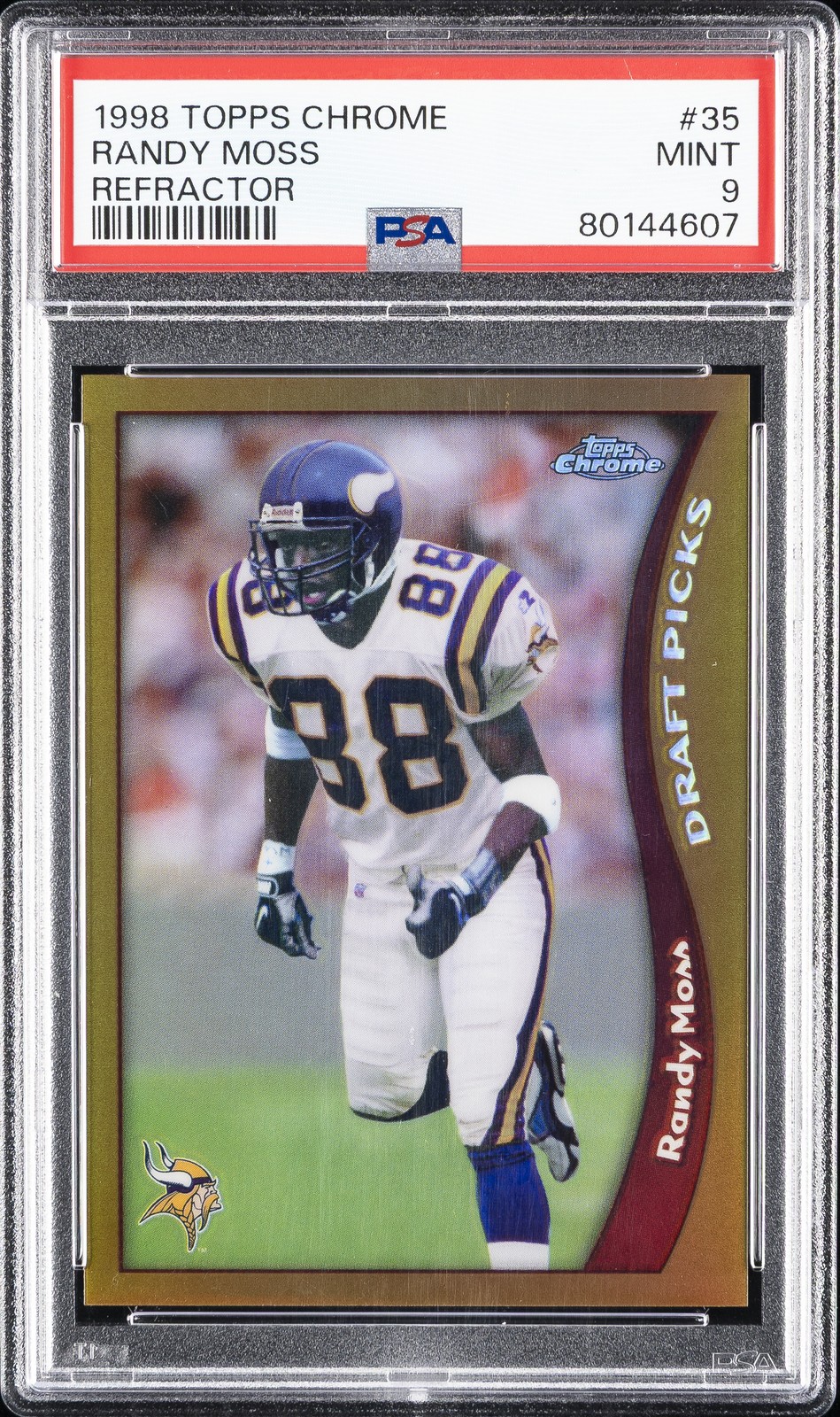 1998 TOPPS CHROME REFRACTOR #35 RANDY MOSS ROOKIE RC PSA 9