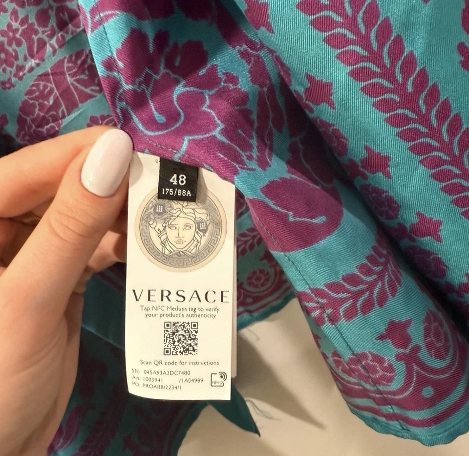 Camisa de seda auténtica para hombre Gianni Versace talla GRANDE (Italia)- ¡EXCELENTE! Foto 4 de 4