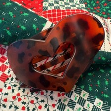 Flat Clip Heart Shaped Large Cute Claw Clip All Hair Types Animal Print Brown