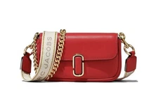 Marc Jacobs J Marc Mini True Red Shoulder Bag with Logo Buckle in Smooth Leather