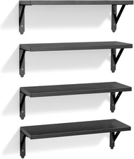 Wood Floating Shelves Set of 4, Rustic Storage Decor Wall Shelves, Wall Mounted