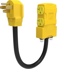 50Amp to 20 Amp 110V RV Distribution Adapter. 4 Prong NEMA 14-50P Male Yellow