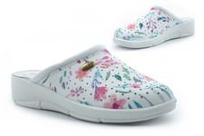 Womens Wedge Heel Clogs Ladies Flower Clogs Leather Insole Floral Sandals Mules