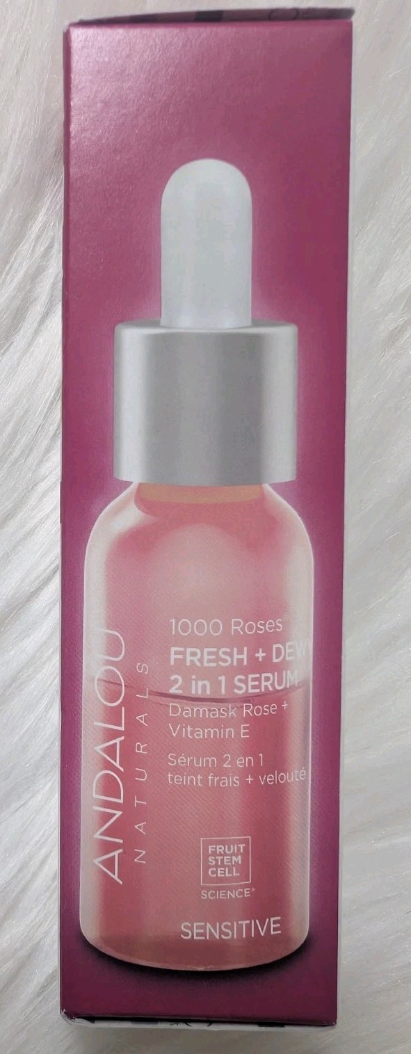 Andalou Naturals 1000 Roses Fresh Dewy 2 In 1 Serum Sensitive 1 Oz- New In Box